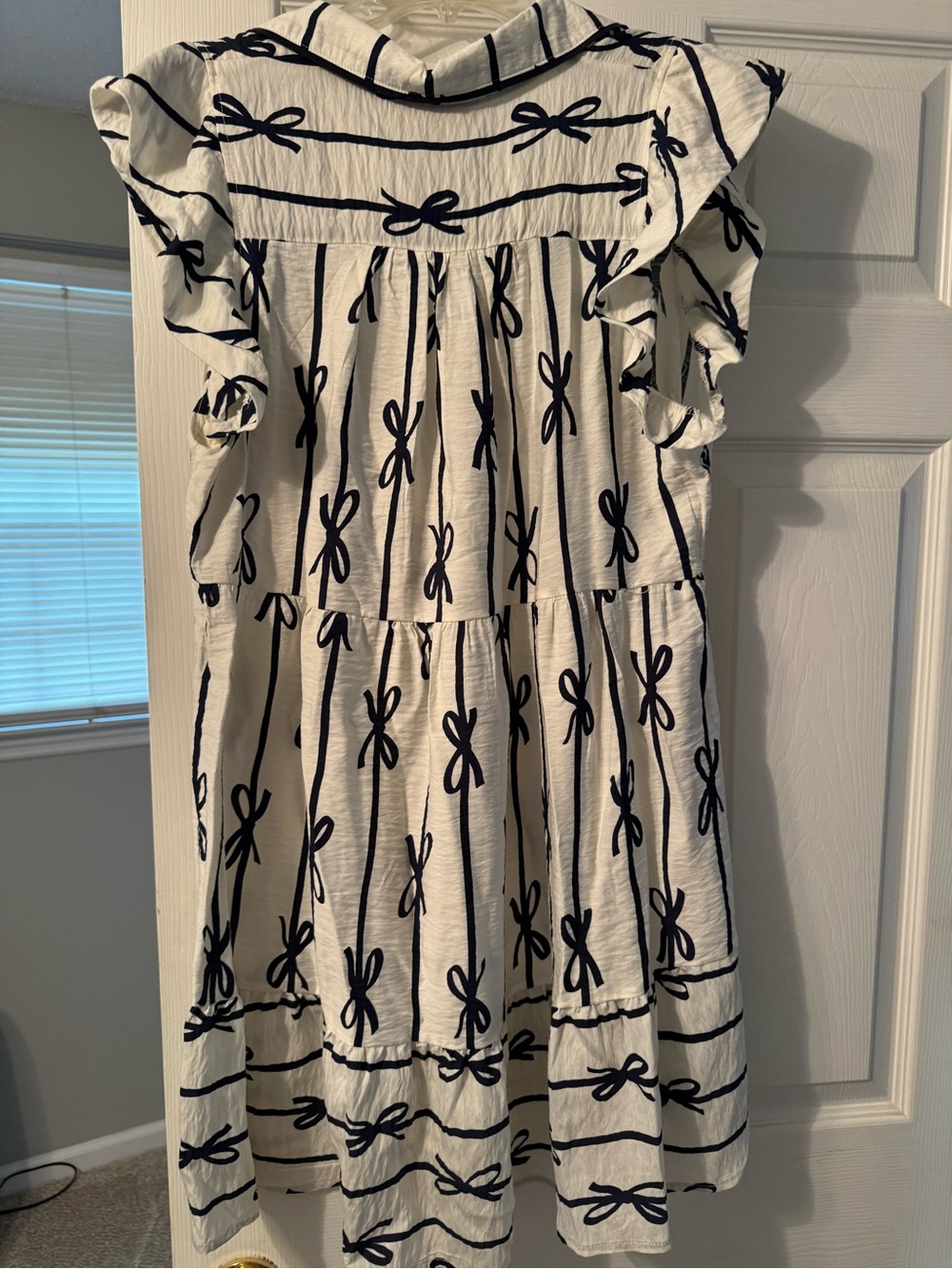 Umgee White Dress with Black Bow Stripe Print - Picture 2 of 2